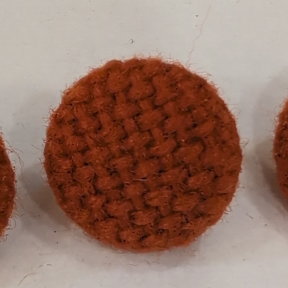 Set of 4 VTG Round Rustic‎ Orange Textured Fabric Covered Buttons Craft Sewing - Picture 2 of 3
